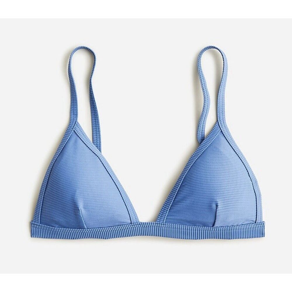 NWT J Crew Swimsuit Ribbed Triangle Bikini Top Size 3X Periwinkle Blue NEW